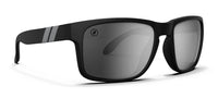 Mystic Grey Polarized Sunglasses - Matte Black Wrap Around Frame & Silver Mirror Lens
