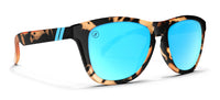 Jungle Rain Polarized Sunglasses - Crystal Orange & Black Tortoise Frame with Blue Mirror Lens