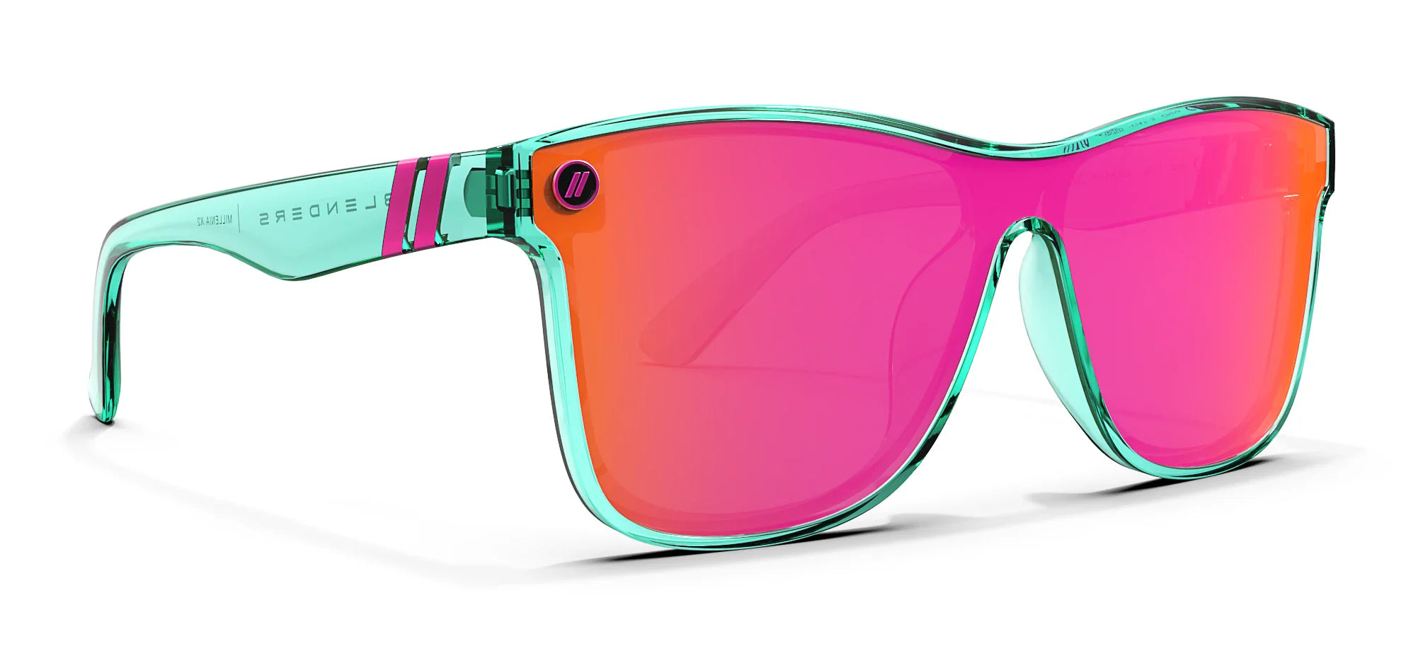 Dance Electric Polarized Sunglasses - Hot Pink Shield Lens & Teal Cat Eye Frame