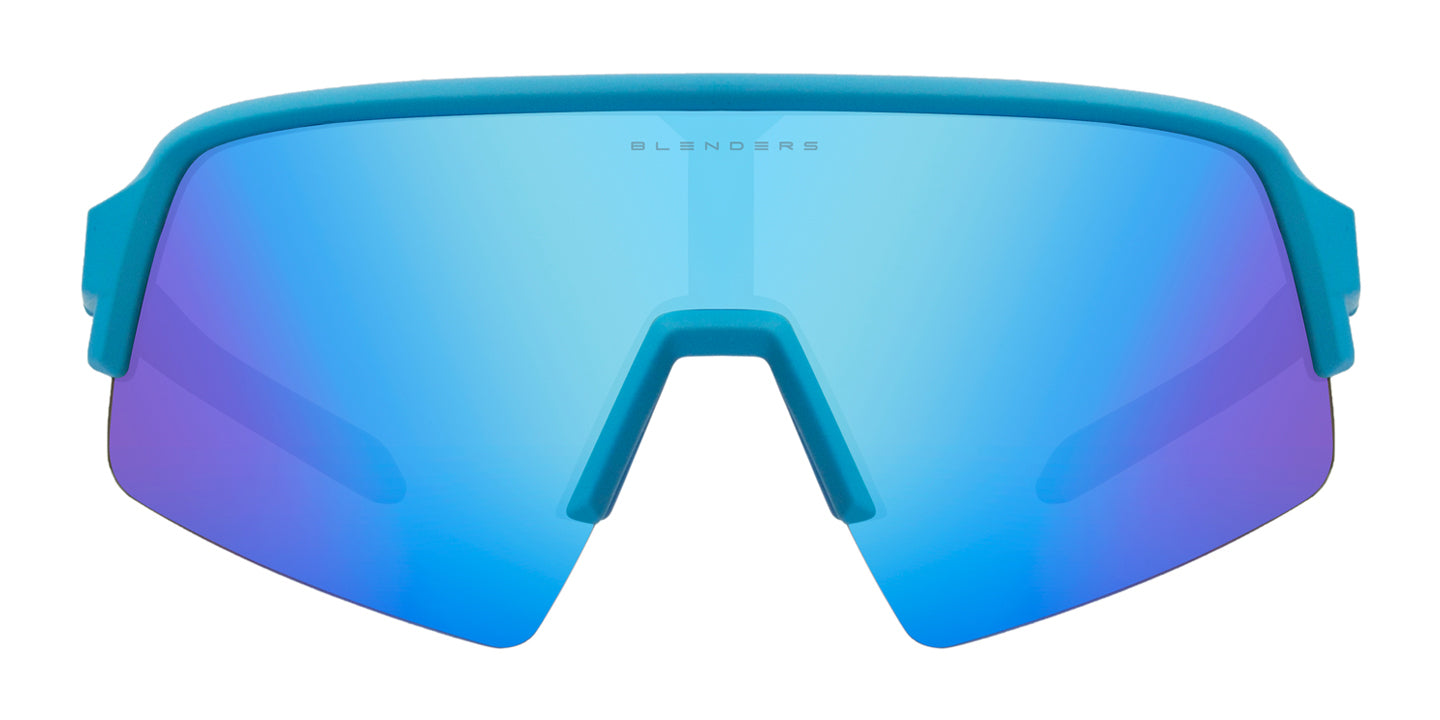 Airspeed Alive Polarized Sunglasses - Sky Blue Rubber Wrap Around Frame & Ice Blue Mirror Lens