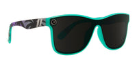 Torrealba Cat Eye Sunglasses - Polarized Shield Smoke Black Lens & Green, Black & Purple Palm Tree Frame Sunglasses | $58 US | Blenders Eyewear