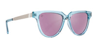 Angel Entry Sunglasses - Pink Revo Polarized Lenses With Blue Gloss Frames Sunglasses | $58 US | Blenders Eyewear