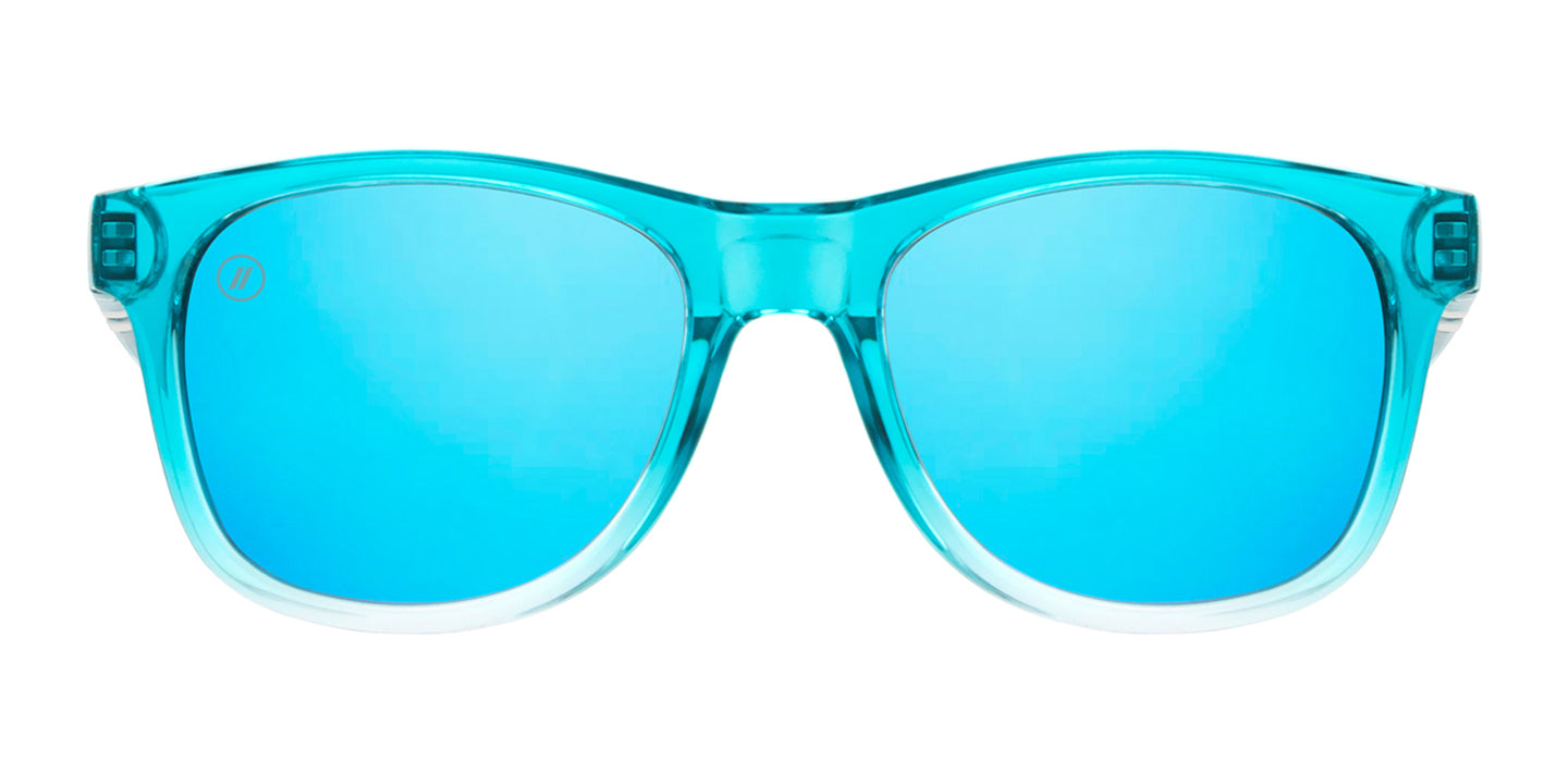 Arctic Summer Polarized Round Sunglasses - Gloss Crystal Blue Frame & Blue Mirror Lens