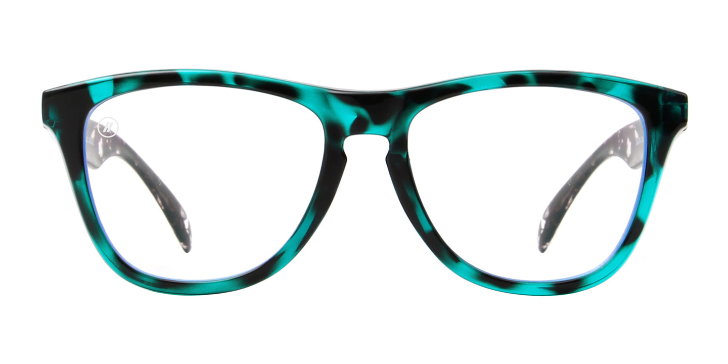 Data Daze Blue Light Glasses - Crystal Teal & Black Tortoise Frame with Clear Lens