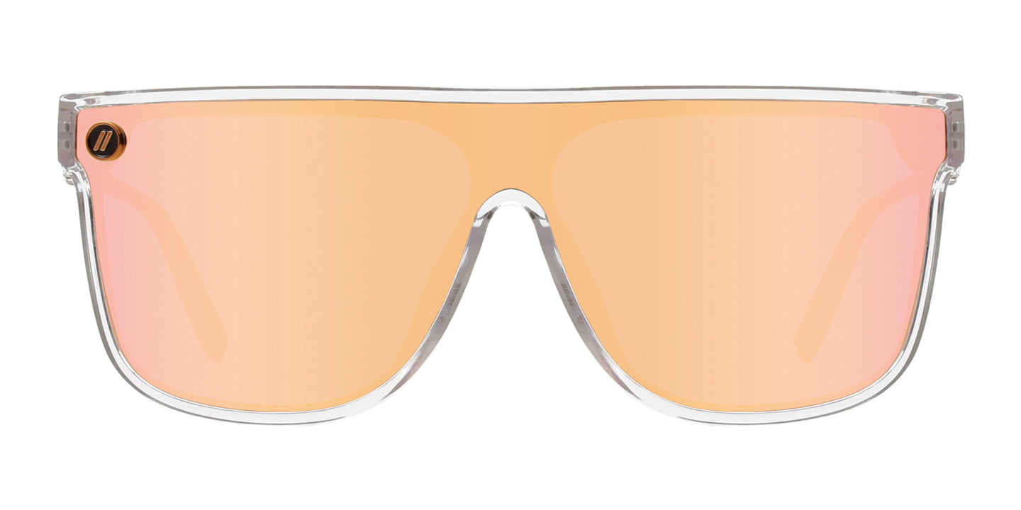 Loveshine Polarized Sunglasses - Shield Lens & Crystal Clear Flat Top Frame