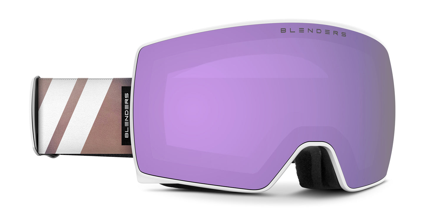 Cold Smoke | Nebula Snow Goggles - White Frame With Multi Color Strap & Lavender Sky Easy Swap Magnetic Lens