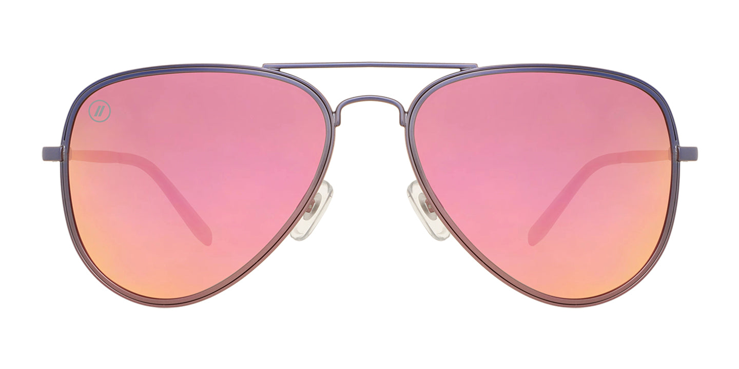 Sparkling Gem Polarized Sunglasses - Pink Mirror Lens & Periwinkle Fade to Pink Frame