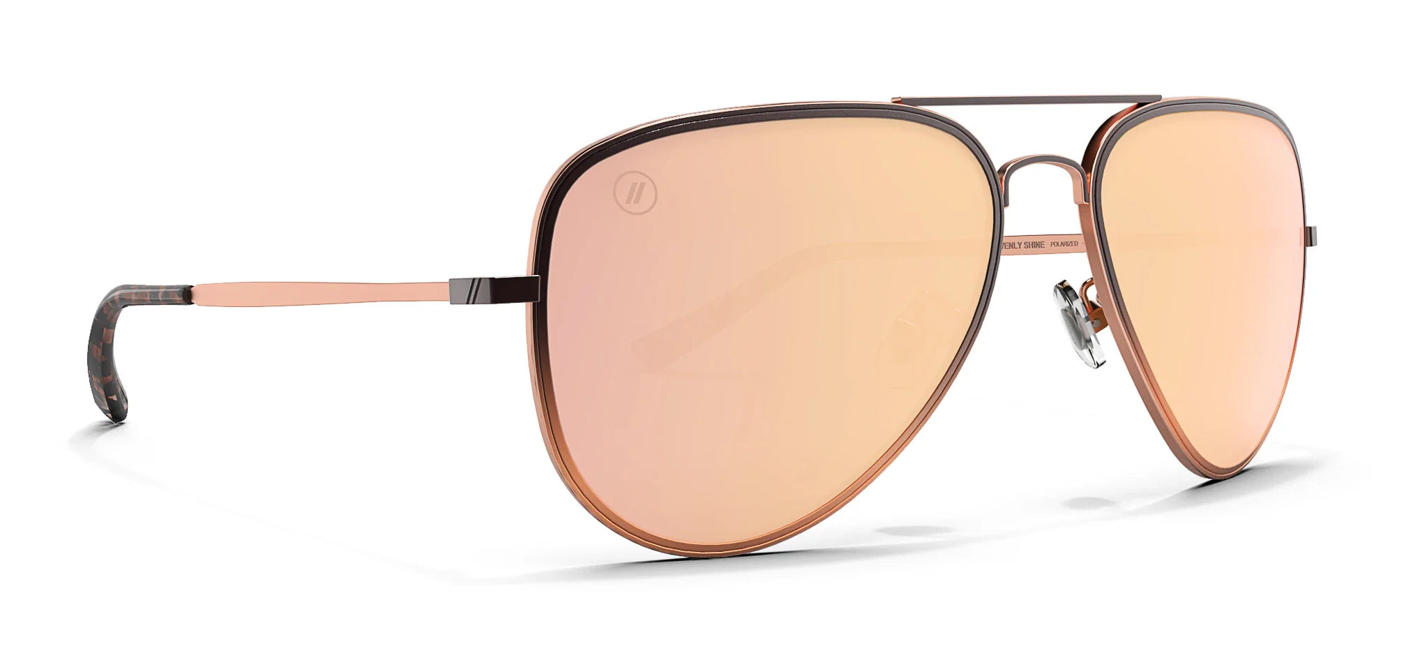 Heavenly Shine Polarized Sunglasses - Champagne Mirror Lens & Matte Black Fade to Blush Frame