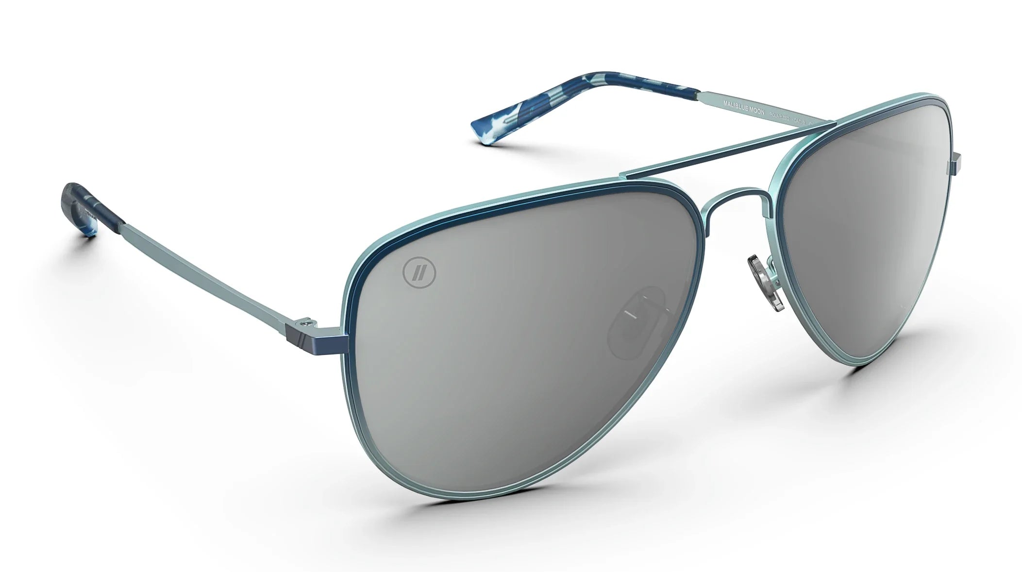 Maliblue Moon Polarized Sunglasss - Silver Mirror Lens & Blue to Light Blue Fade Frame Sunglasses | $48 US | Blenders Eyewear