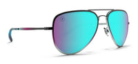 Planet Nine Aviator Sunglasses - Polarized Blue Lenses With Blue Acetate Frames
