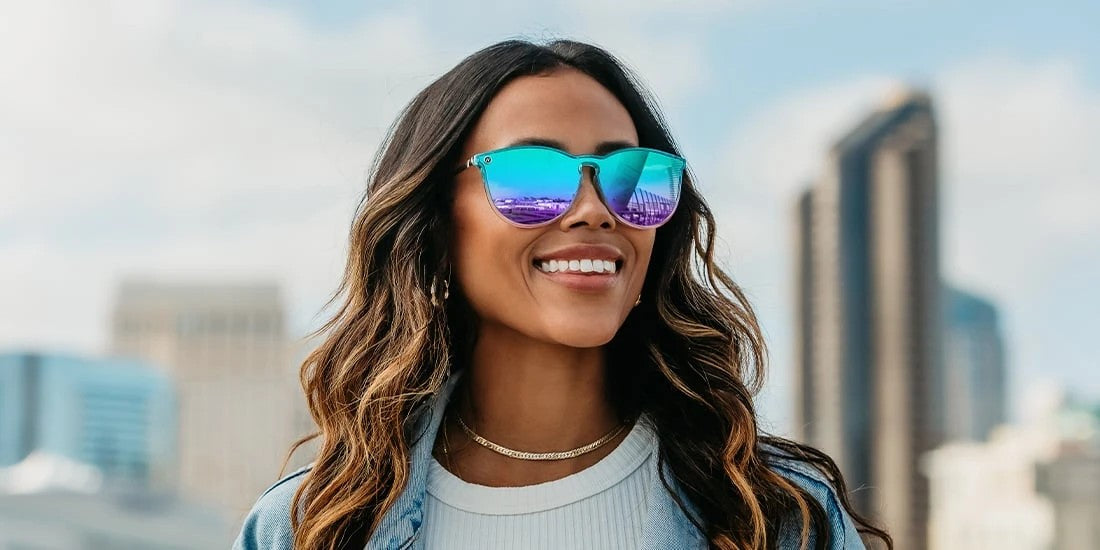 Nora Rad Round Sunglasses - Polarized Rainbow Lens & Iridescent