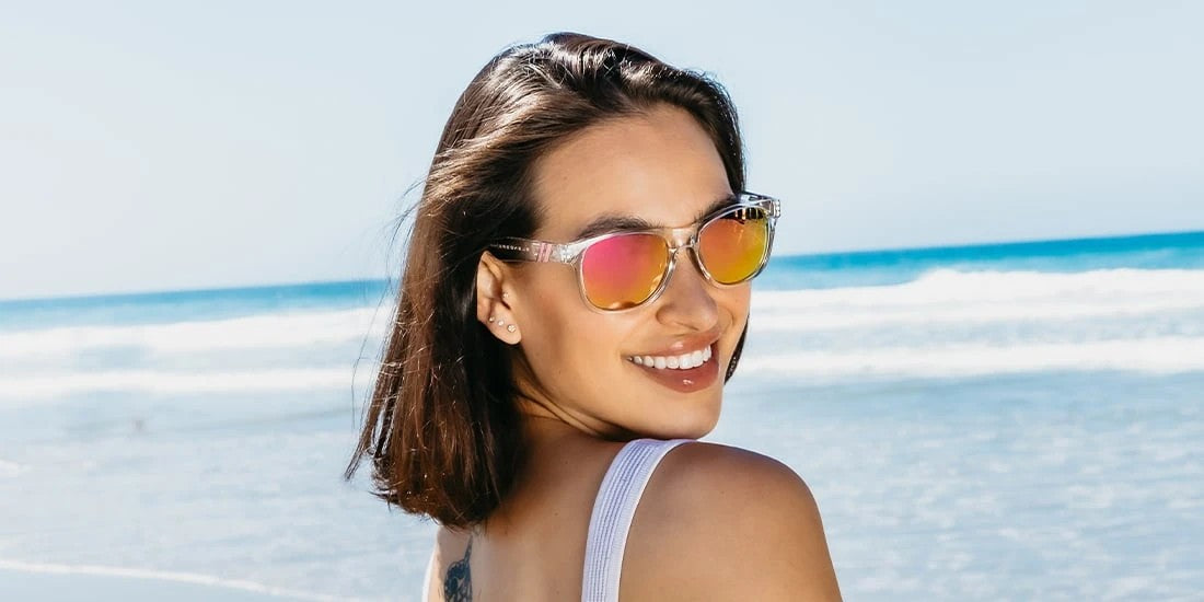 Ice Palace Polarized Sunglasses - Rose Gold Mirror Lens & Clear