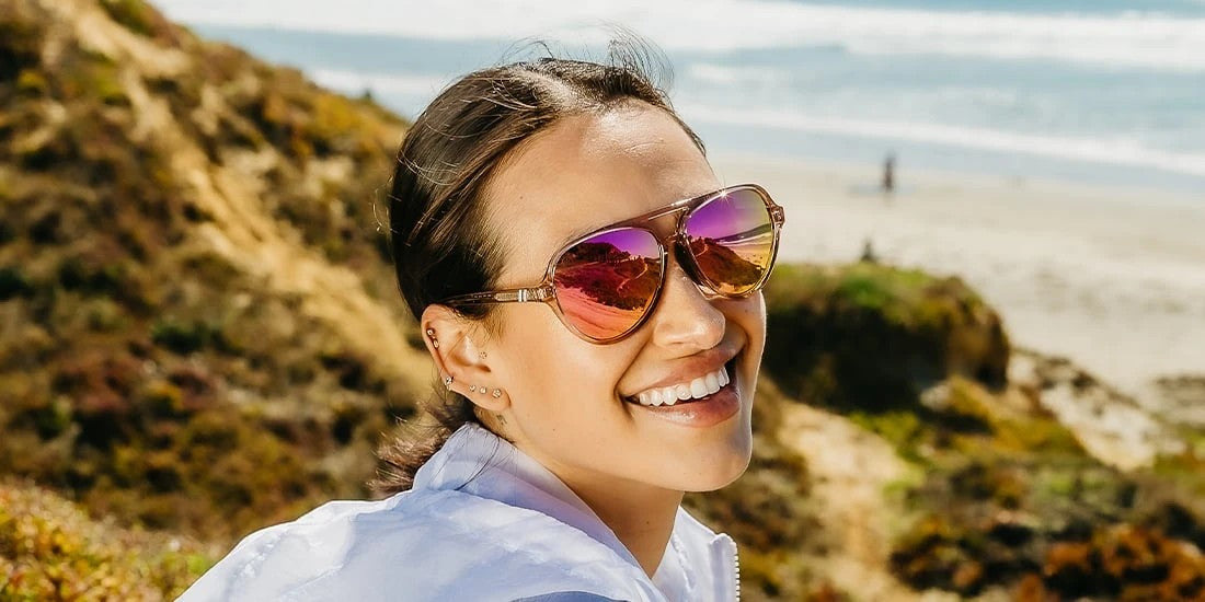 Candy Cove Aviator Sunglasses - Polarized Pink Lens With Gloss