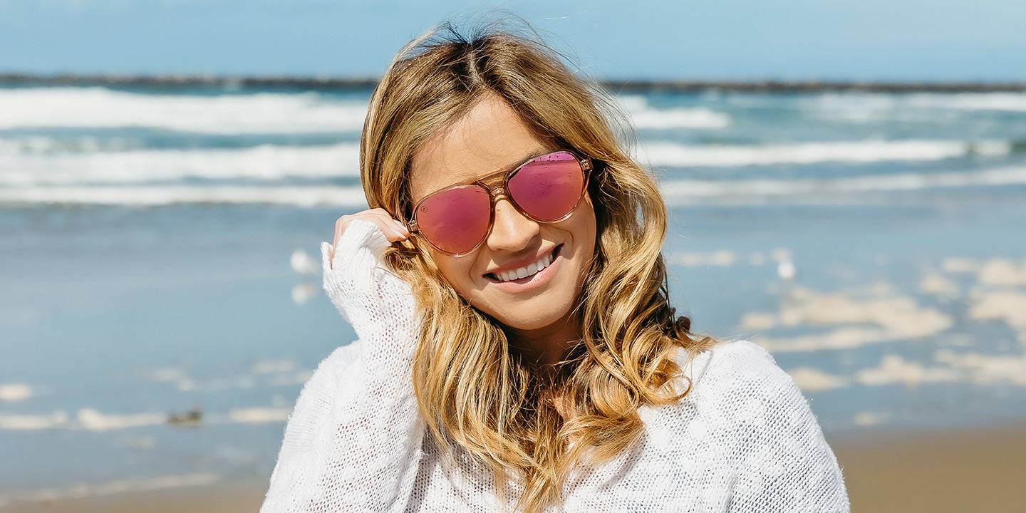 Candy Cove Aviator Sunglasses - Polarized Pink Lens With Gloss