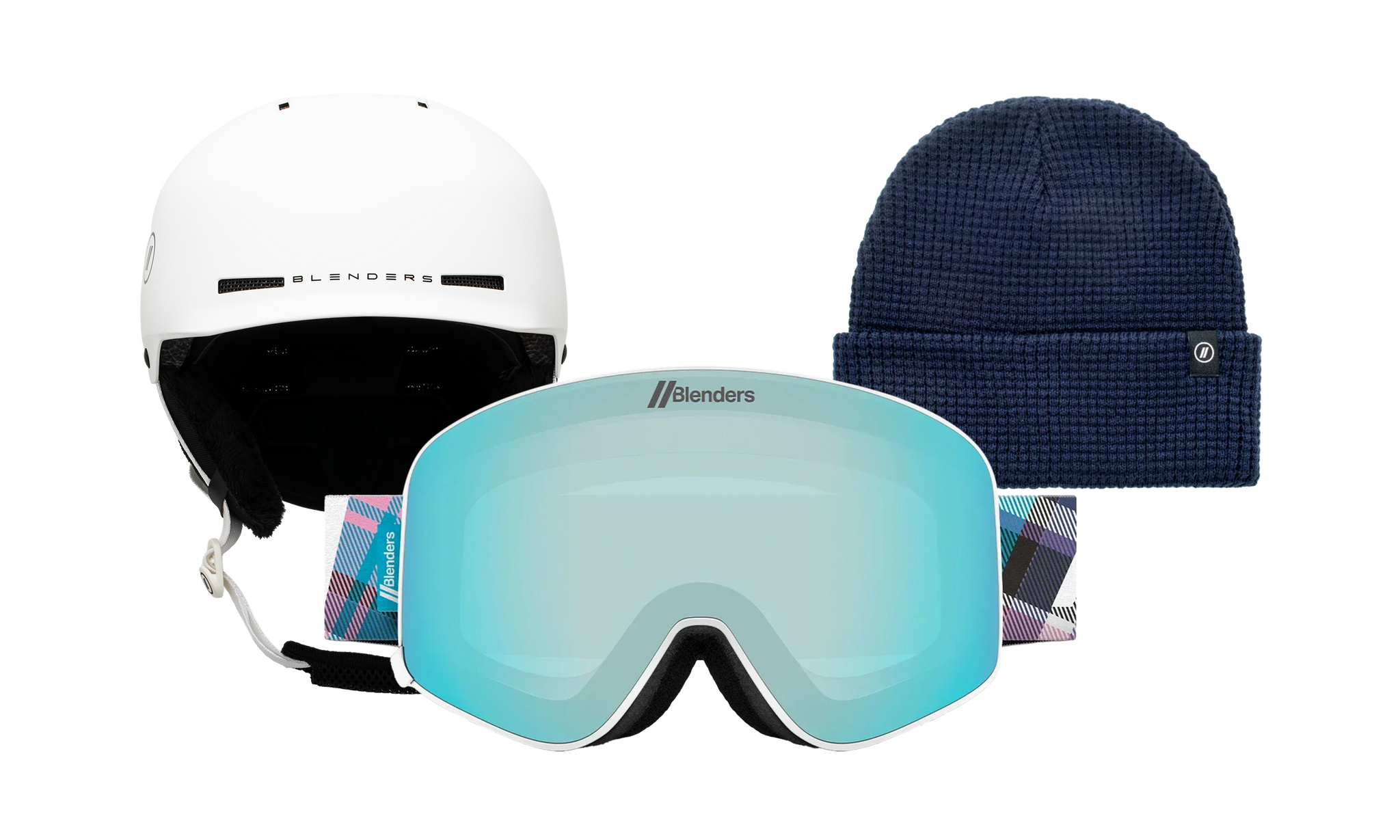 Aura | Blue/Pink Plaid - Chip MIPS White - Navy Beanie