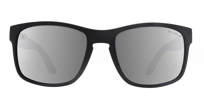 Black Pearl Polarized Sunglasses - Wraparound Square Black Frame & Cool Grey Lens | Blenders Eyewear