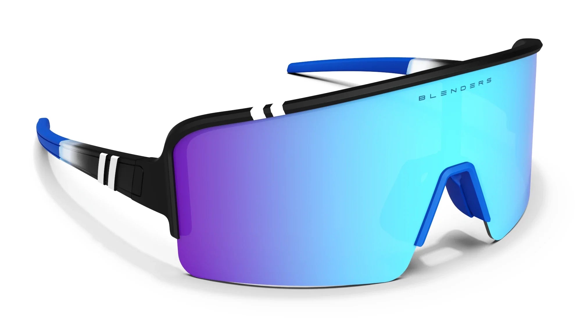 Breaker Point Wrap Around Sunglasses - Polarized Full Shield Blue Lens & Matte Black Rubber Frame Sunglasses | $58 US | Blenders Eyewear