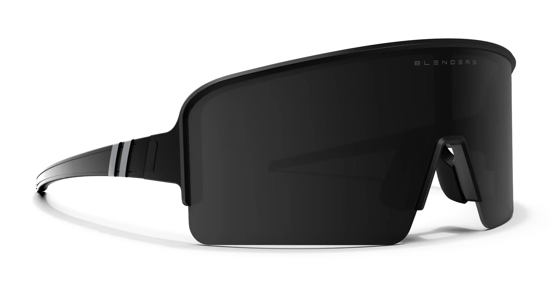 Jet Line Wrap Around Sunglasses - Polarized Full Shield Smoke Lens & Satin Metallic Black Frame Sunglasses | $58 US | Blenders Eyewear
