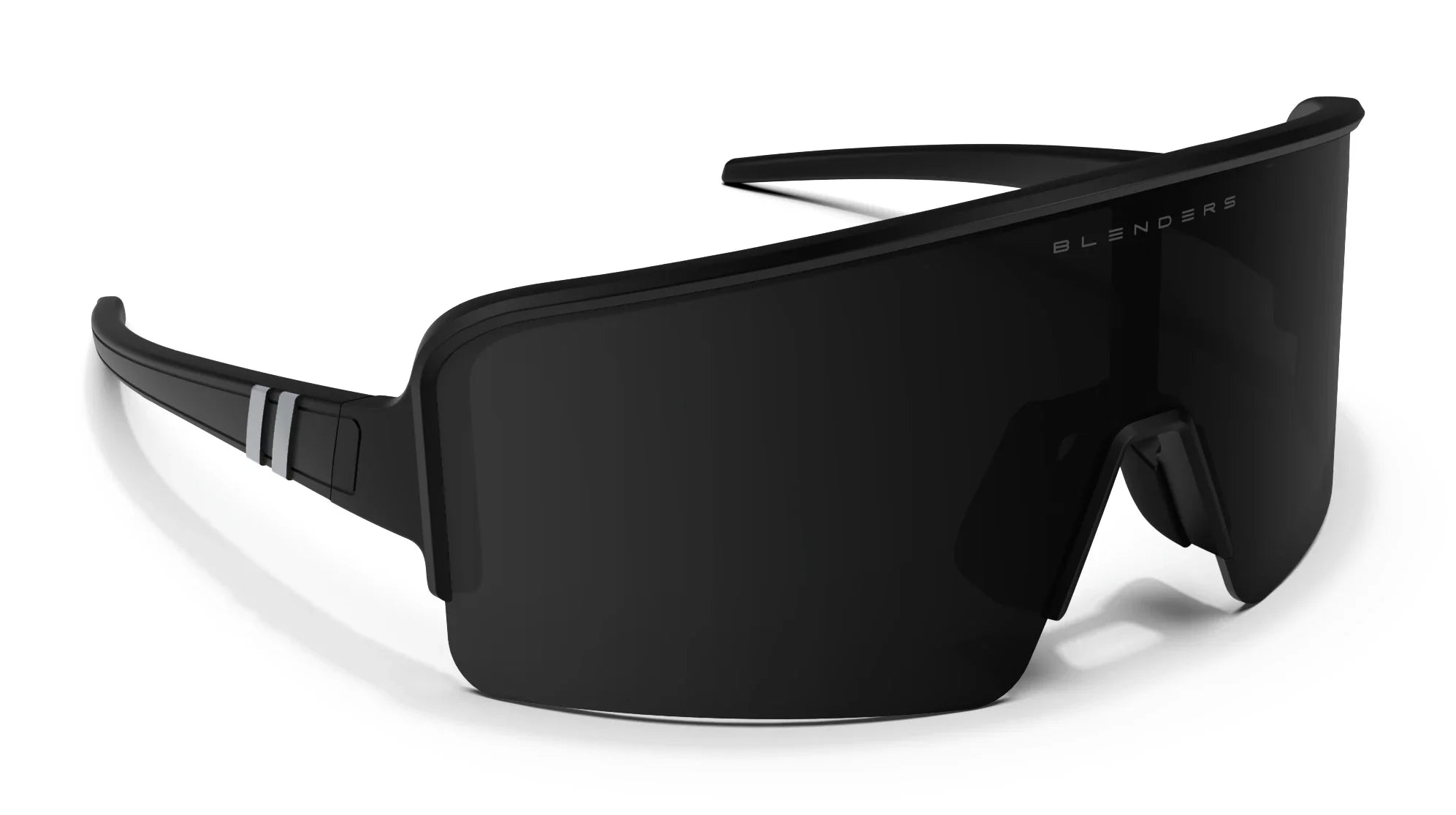 Jet Line Wrap Around Sunglasses - Polarized Full Shield Smoke Lens & Satin Metallic Black Frame Sunglasses | $58 US | Blenders Eyewear