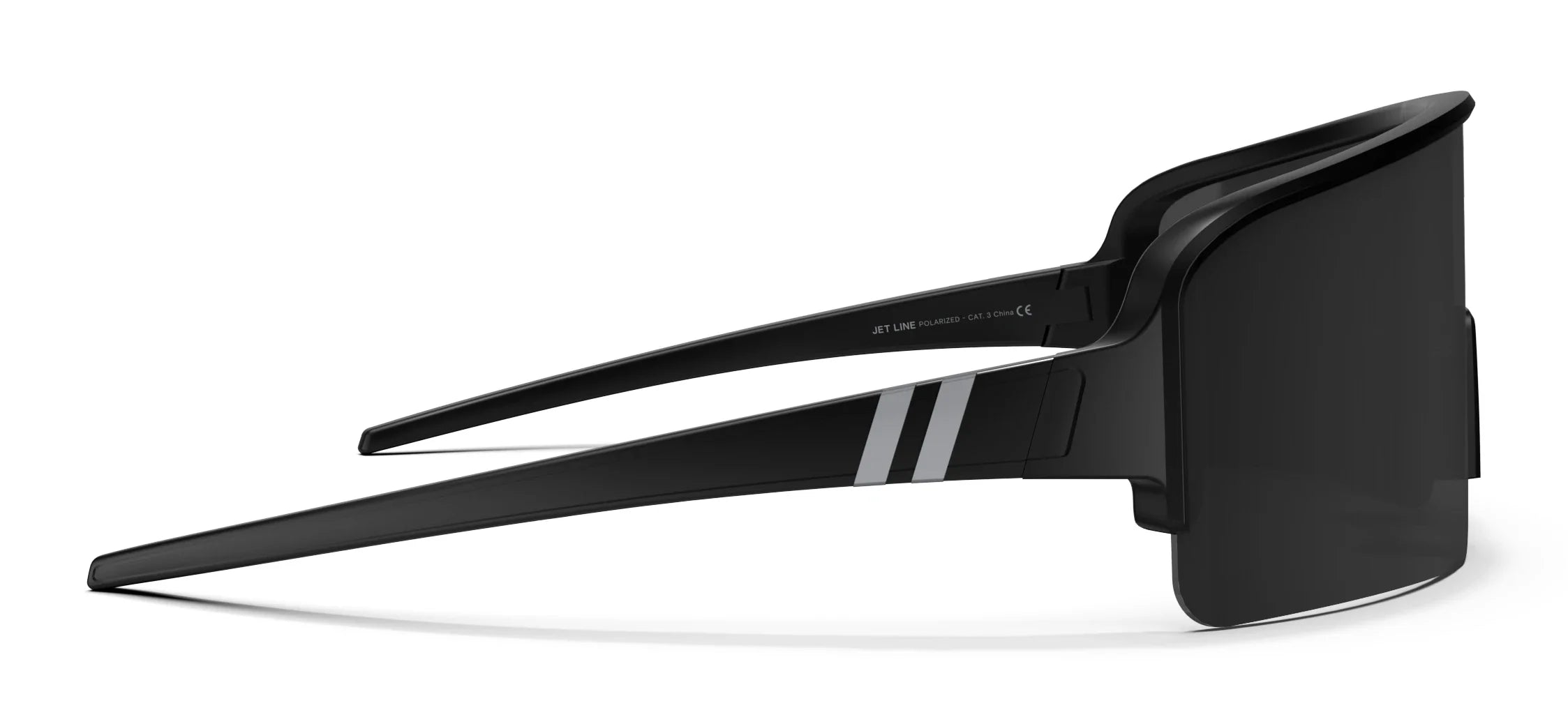 Jet Line Wrap Around Sunglasses - Polarized Full Shield Smoke Lens & Satin Metallic Black Frame Sunglasses | $58 US | Blenders Eyewear