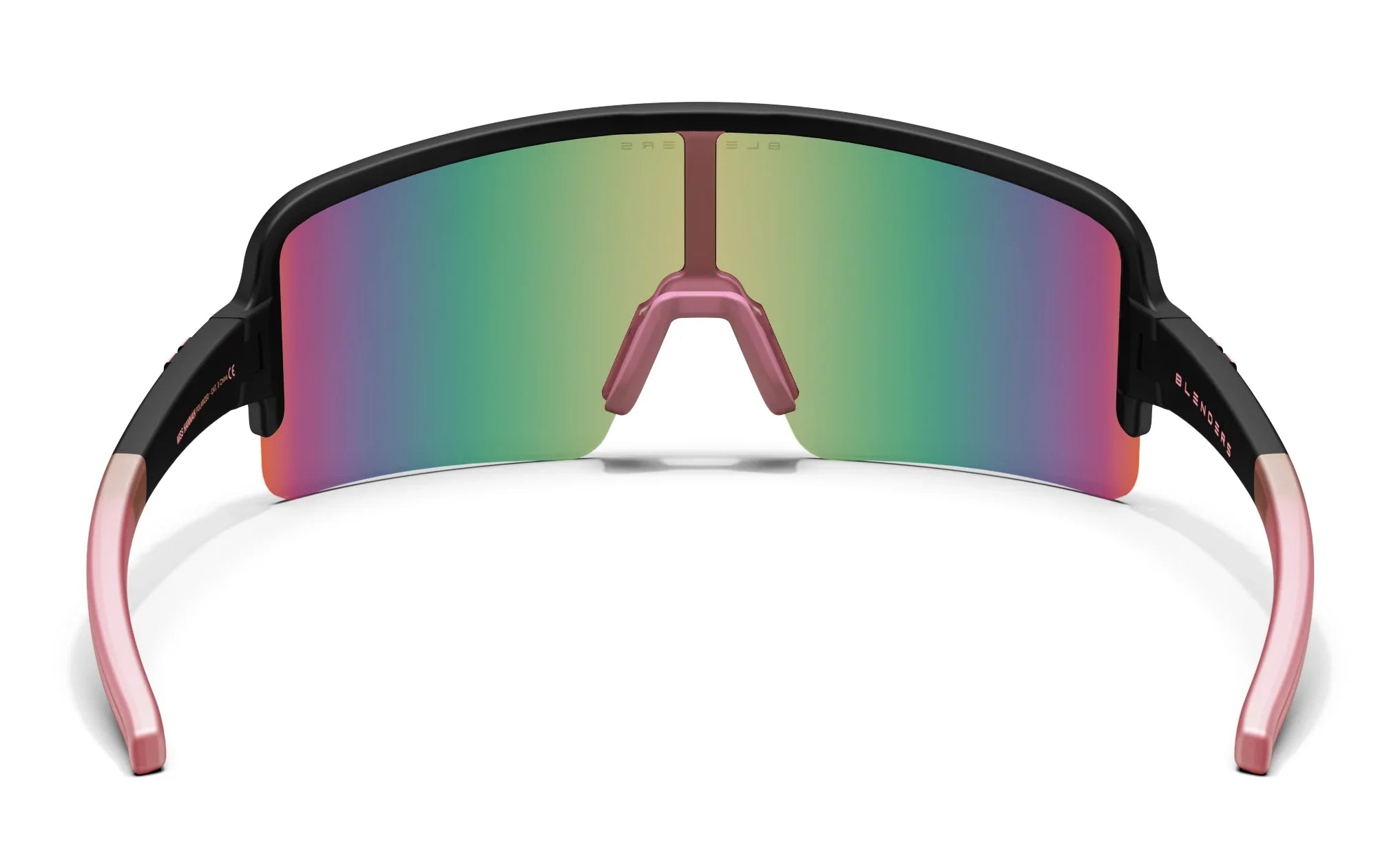 Miss Hannah Wrap Around Sunglasses - Polarized Full Shield Pink Lens & Matte Black Rubber Frame Sunglasses | $58 US | Blenders Eyewear