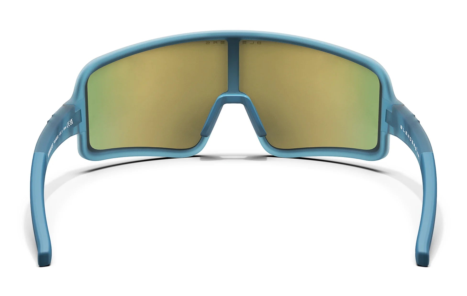 Rainwalker Wrap Around Sunglasses - Polarized Full Shield Blue Lens & Satin Metallic Blue Frame Sunglasses | $58 US | Blenders Eyewear