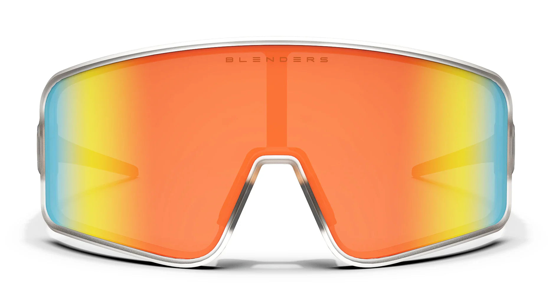 Saturn Cloud Polarized Sunglasses - Half Transparent Clear Wrap Around Frame & Orange Mirror Lens Sunglasses | $58 US | Blenders Eyewear