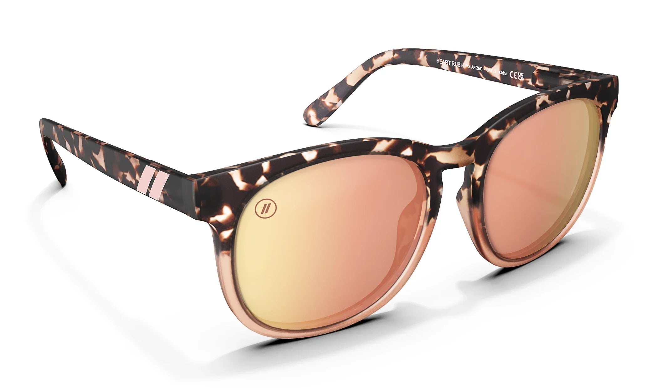 Heart Rush Polarized Sunglasses - Matte Crystal Peach & Black Tortoise Frame & Champagne Mirror Lens Sunglasses | $38 US | Blenders Eyewear