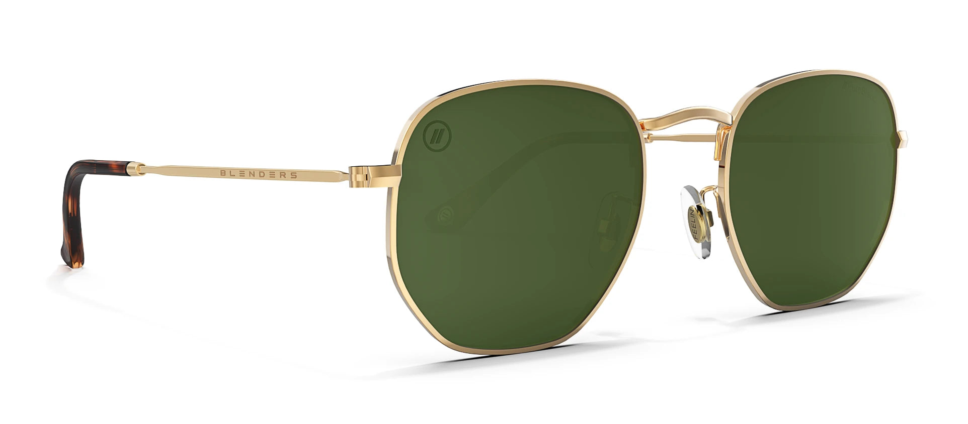 Whiskey Shiner Hexagon Sunglasses Gold Wire Frame & Smoke Colored