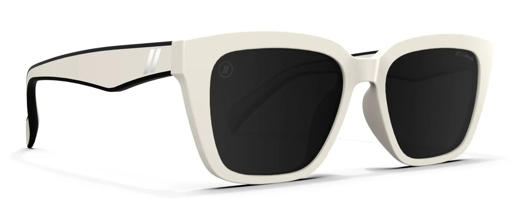 White Limo Cat Eye Sunglasses - Gloss White Frame with Smoke Lens