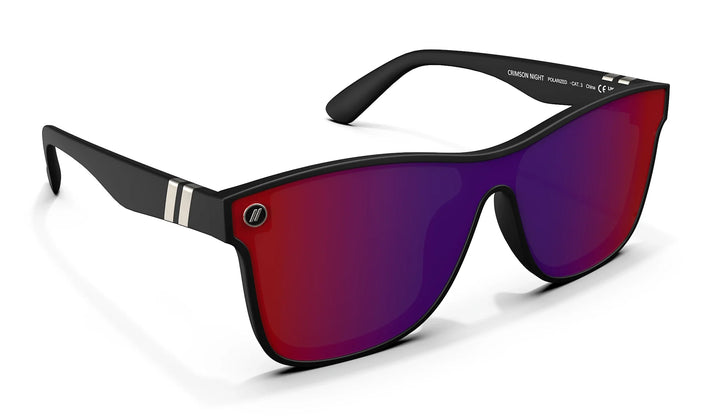 Crimson Night Polarized Sunglasses Black Red Shield Lens Black Cat Eye Frame