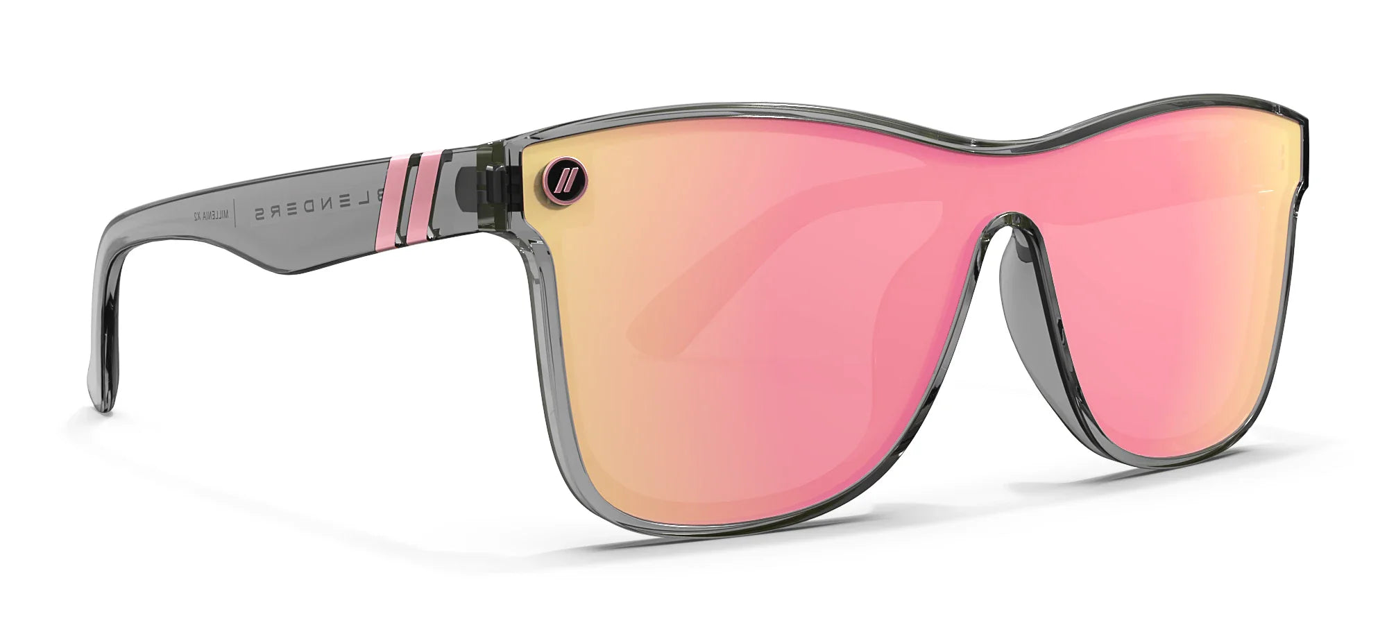 Dakota Mist Polarized Sunglasses Pink Shield Lens & Grey Cat Eye Frame