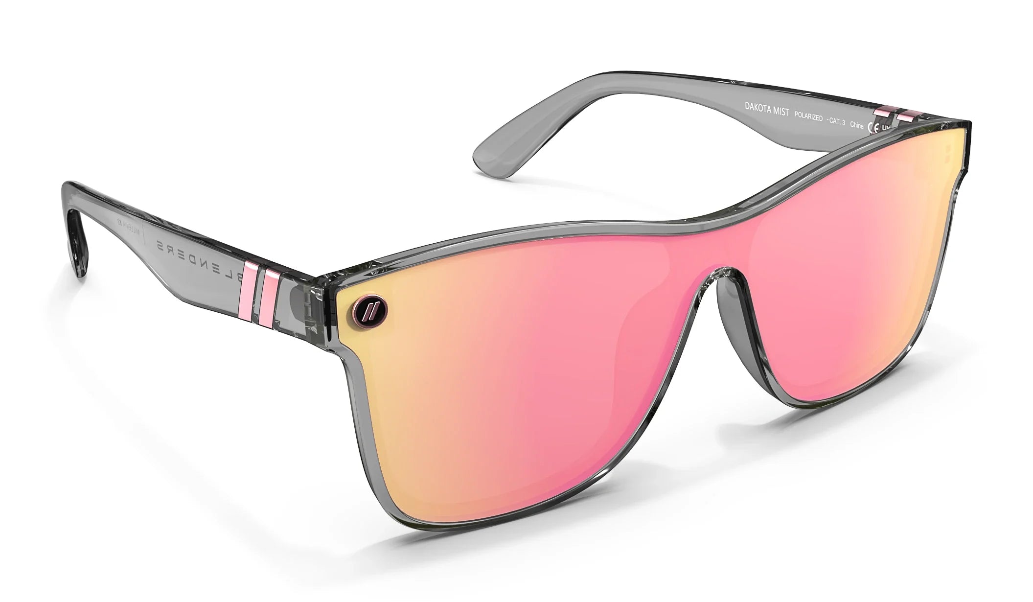 Dakota Mist Polarized Sunglasses - Pink Shield Lens & Grey Cat Eye Frame Sunglasses | $58 US | Blenders Eyewear