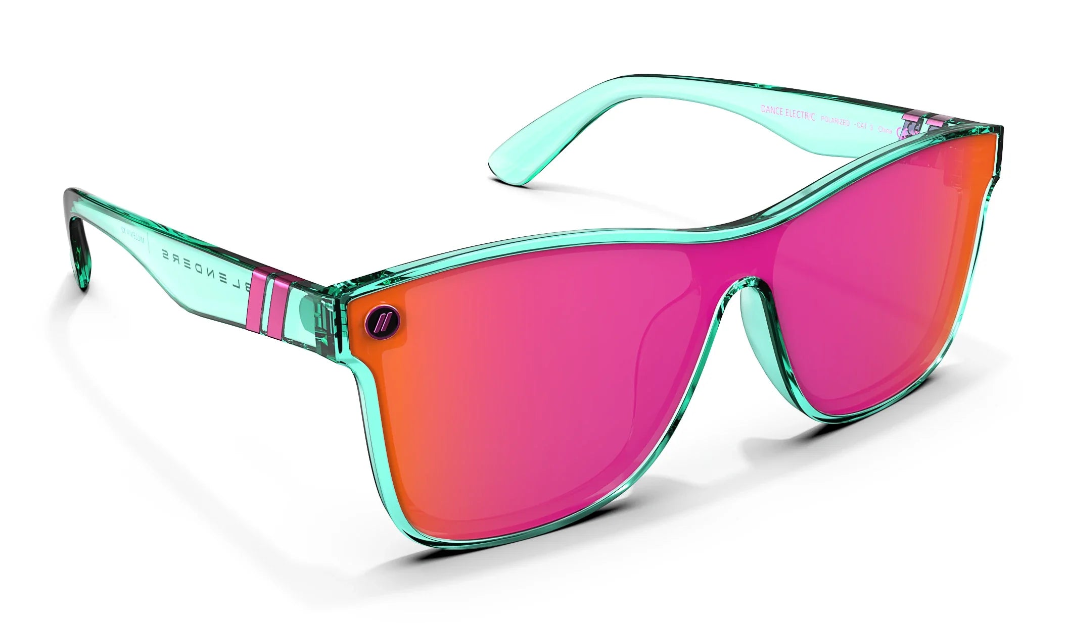 Dance Electric Polarized Sunglasses - Hot Pink Shield Lens & Teal Cat Eye Frame Sunglasses | $58 US | Blenders Eyewear