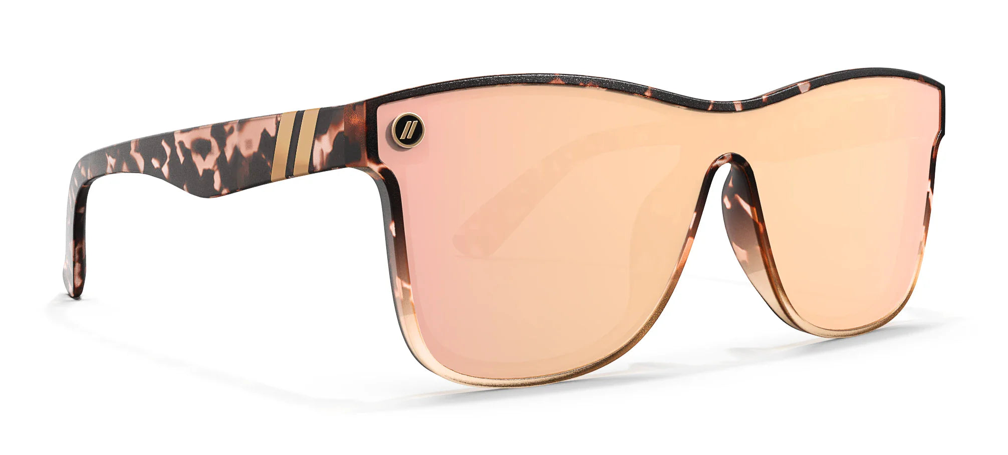 Lion Heart Polarized Sunglasses Shield Lens & Crystal Peach Tortoise