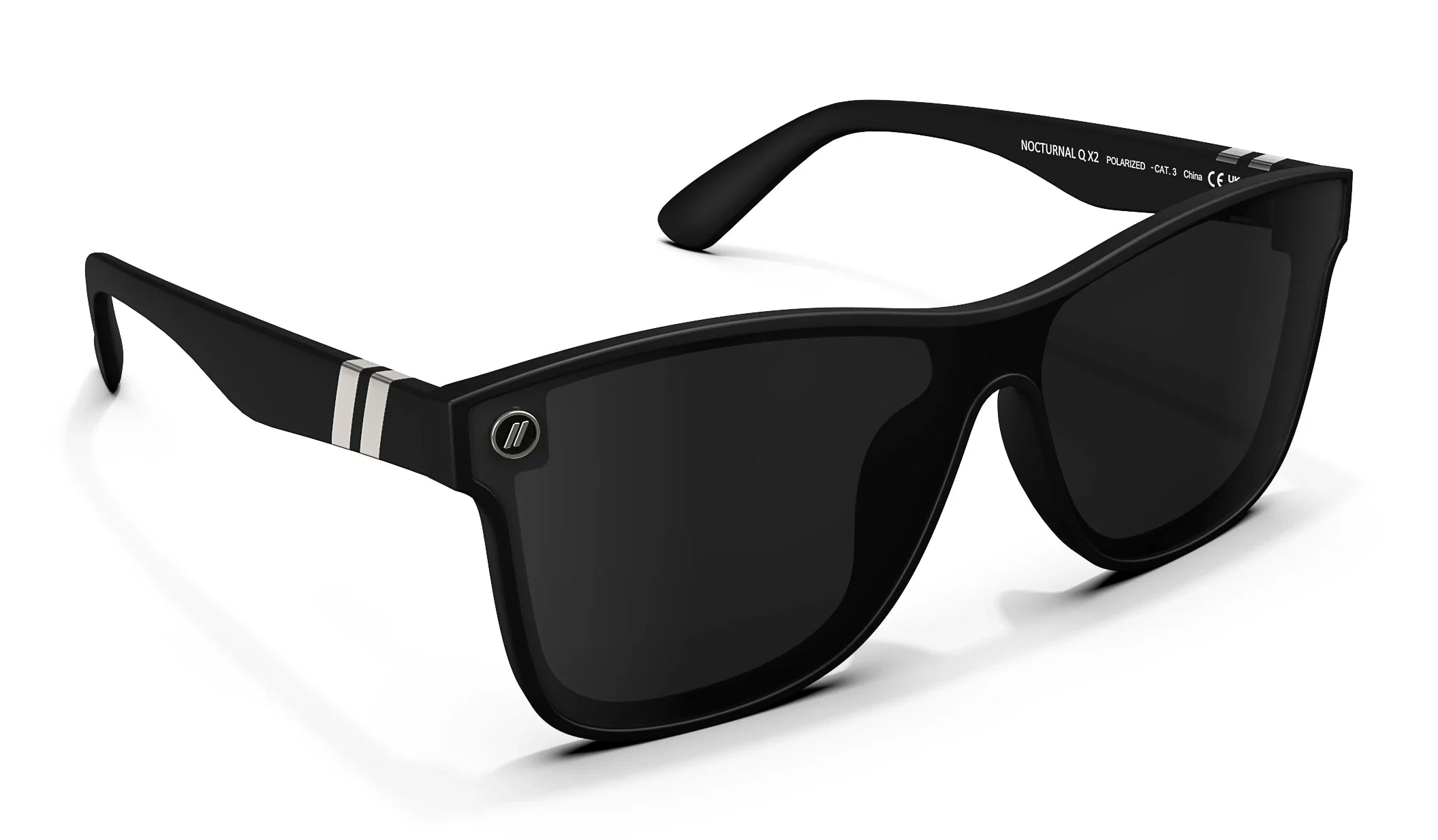 Nocturnal Q X2 Polarized Sunglasses - Smoke Colored Shield Lens & Matte Black Frame Sunglasses | $58 US | Blenders Eyewear