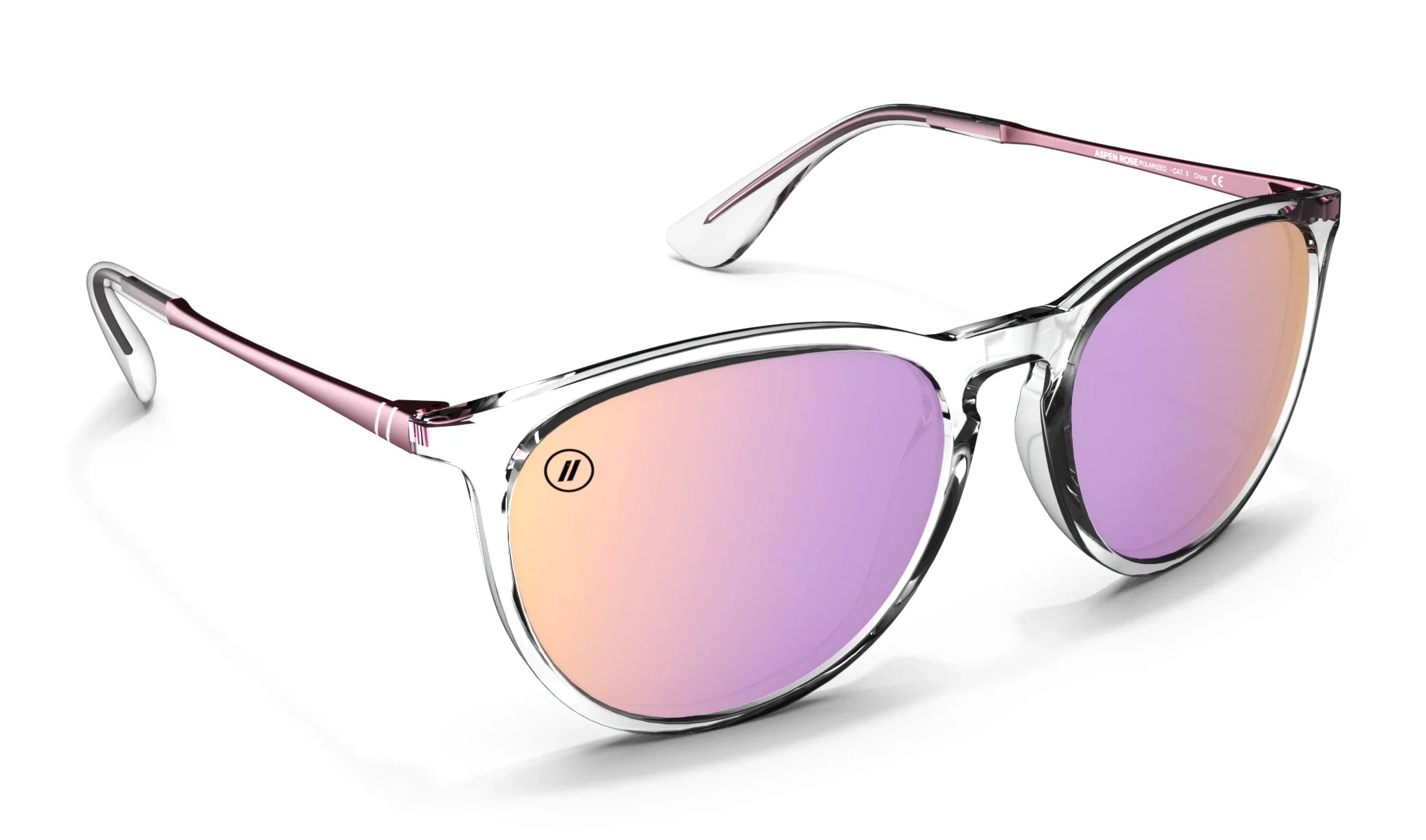 Aspen Rose Polarized Sunglasses - Crystal Clear Round Frame & Rose Gold Lens Sunglasses | $48 US | Blenders Eyewear