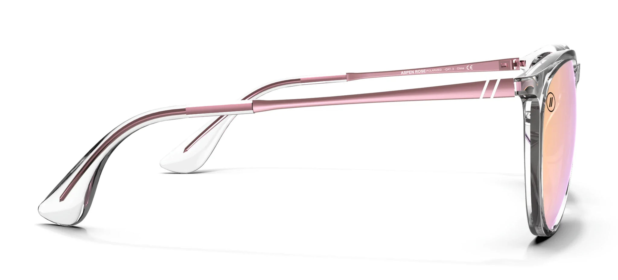 Aspen Rose Polarized Sunglasses - Crystal Clear Round Frame & Rose Gold Lens Sunglasses | $48 US | Blenders Eyewear