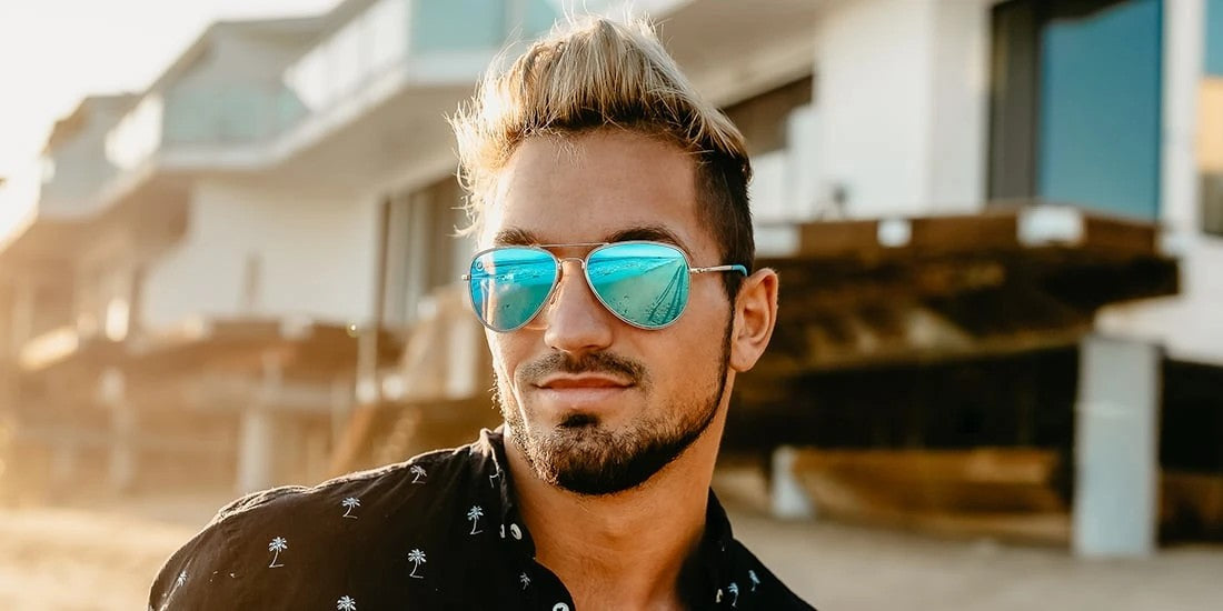 Blue Angel Polarized Aviator Sunglasses - Blue Mirror Lens
