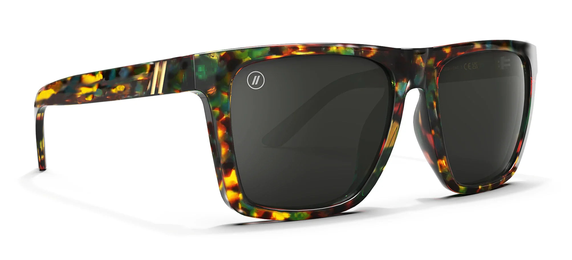Stone Breaker Polarized Sunglasses - Green, Teal, Orange & Gold Tortoise Frame & Smoke Lens