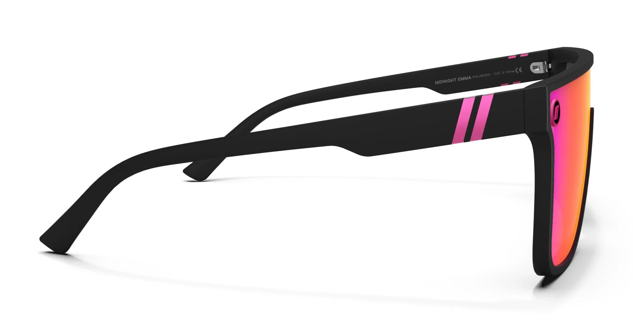 Midnight Emma Polarized Sunglasses - Hot Pink Shield Lens & Matte Black Frame Sunglasses | $58 US | Blenders Eyewear