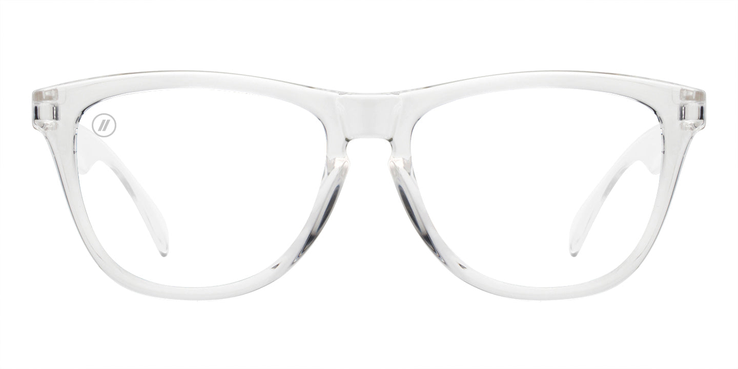 Natty McNasty RX Sunglasses Polarized Sky Blue Mirror Lens & Crystal Clear Round Frame