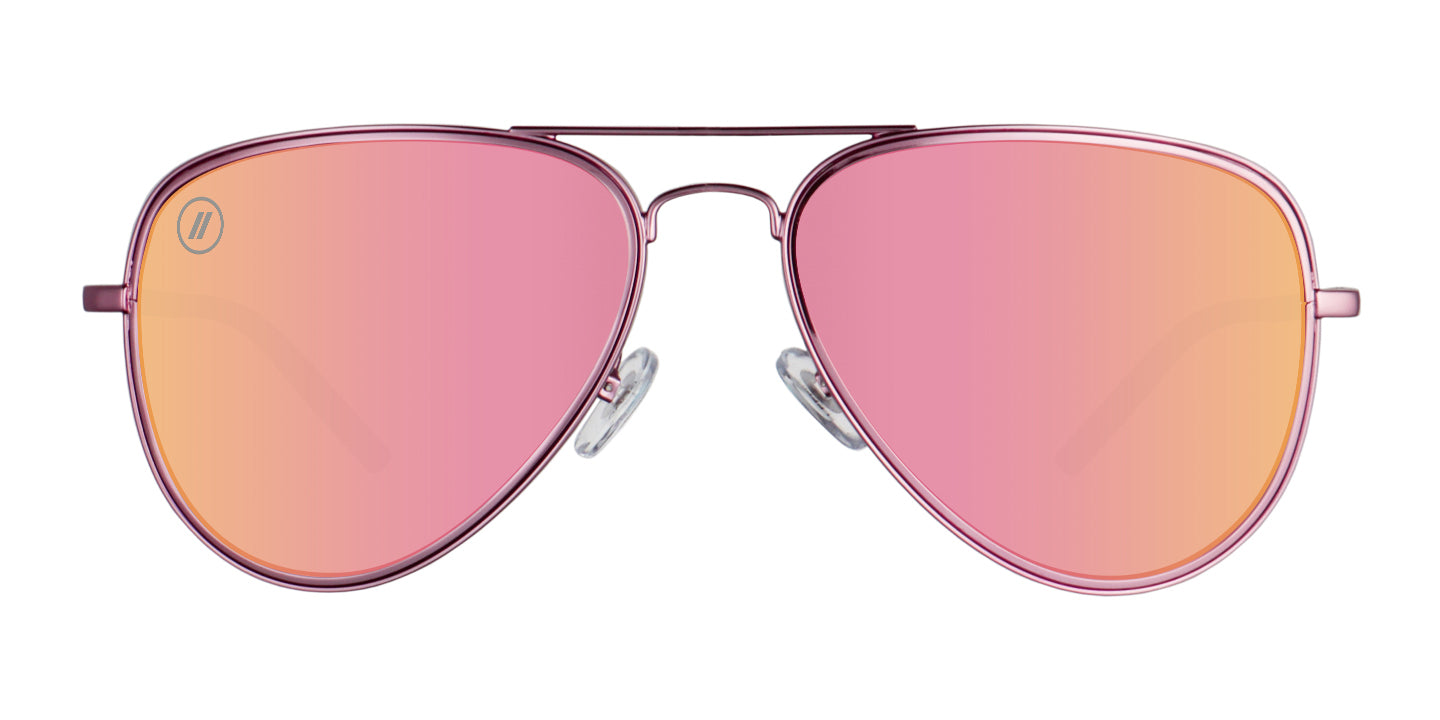 Air Wonderful Polarized Aviator Sunglasses - Rose Gold Wire Frame & Mirror Lens