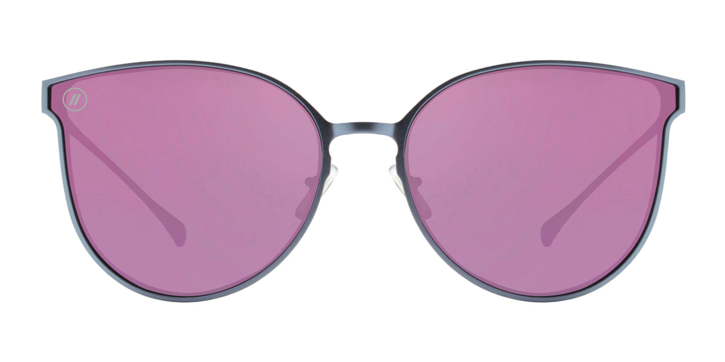 Alumina Lust Aluminum Sunglasses - Blue Metallic Cat Eye Frame & Pink Mirror Polarized Lens
