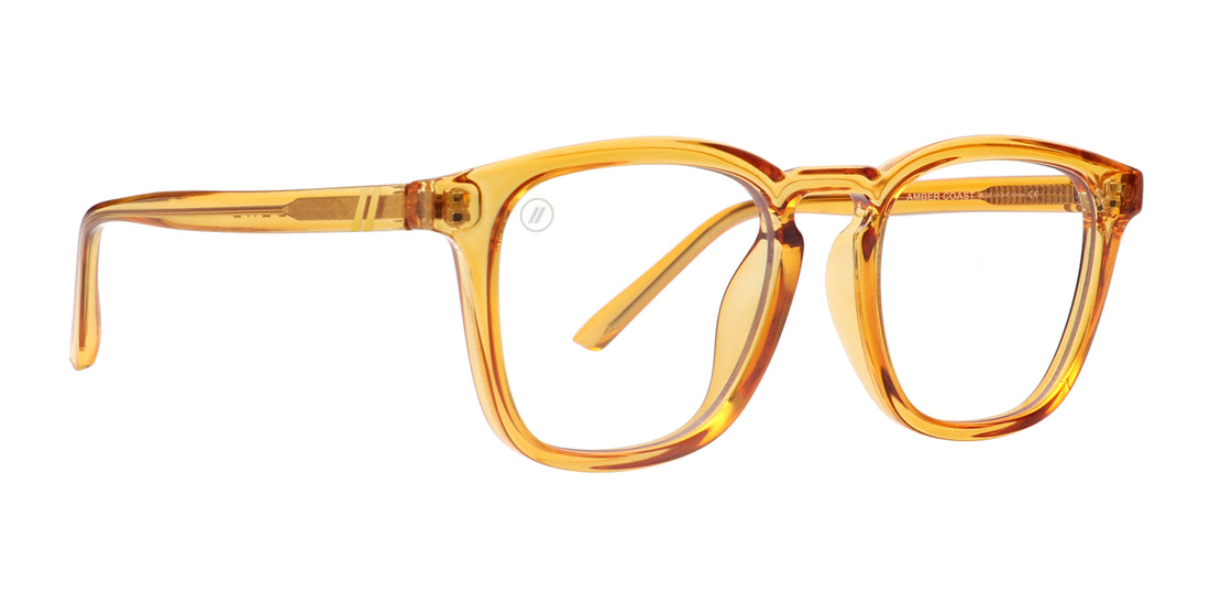 Amber Coast Blue Light Glasses Crystal Tan Square Frame & Clear Blue