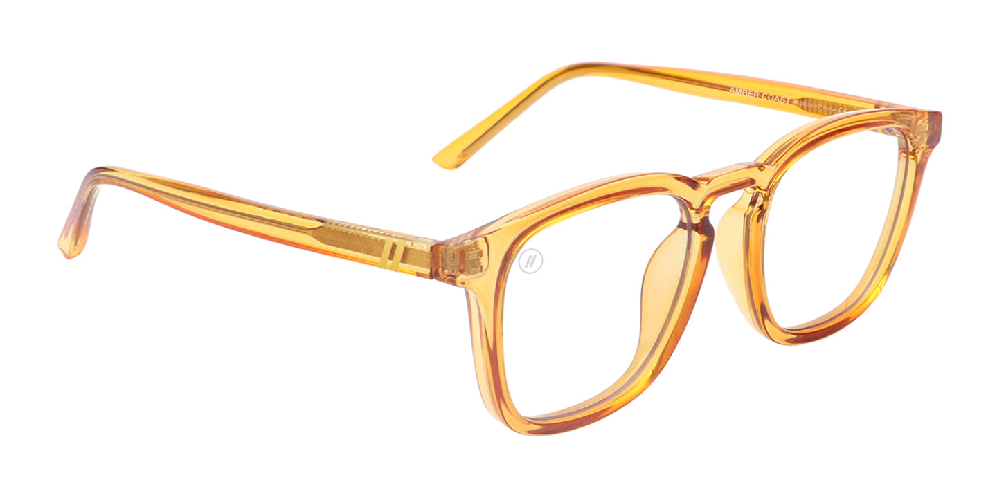 Amber Coast Blue Light Glasses - Crystal Tan Square Frame & Clear Blue Light Blocking Lens Blue Light | $48 US | Blenders Eyewear