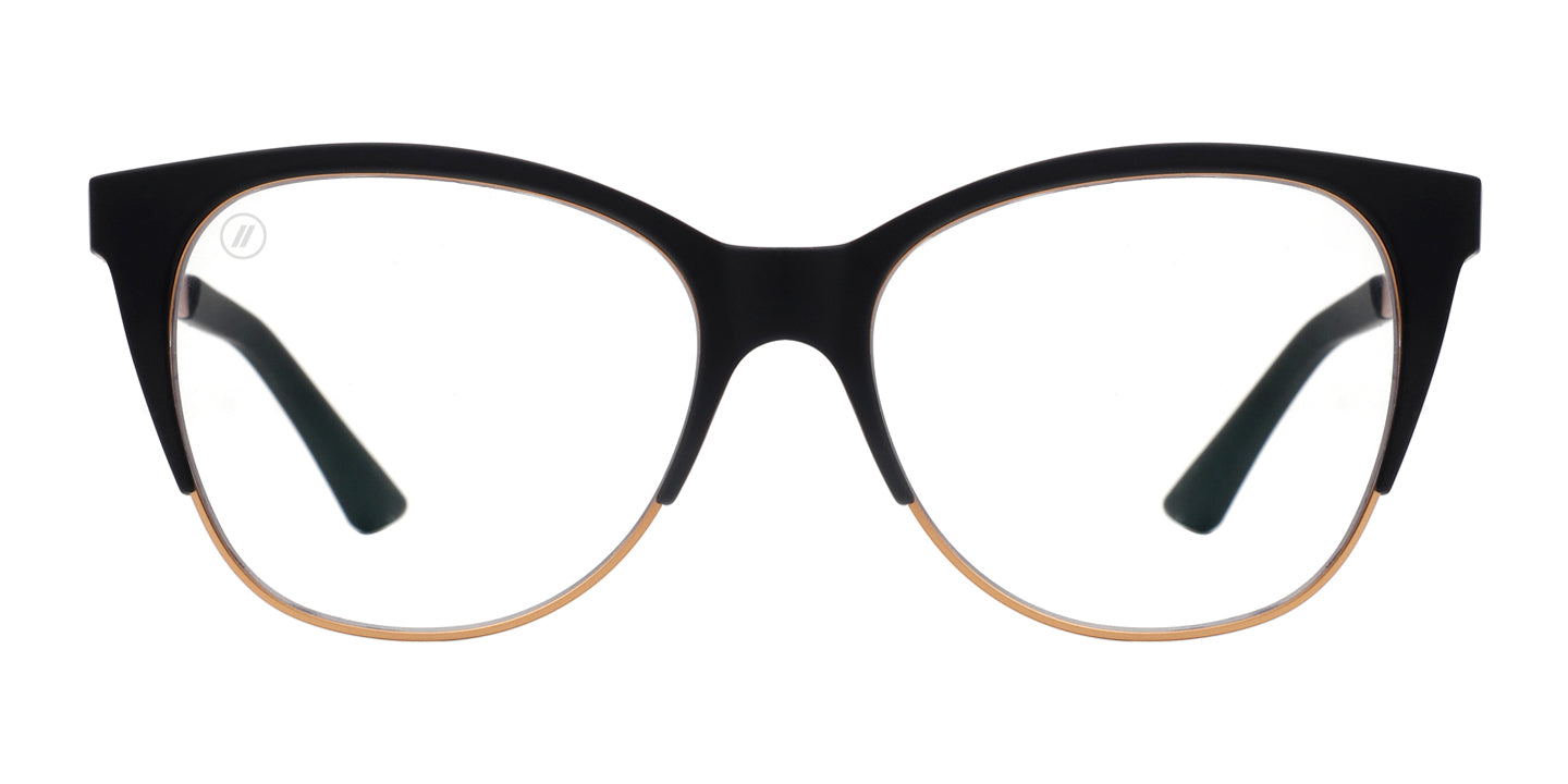 Americano Blue Light Glasses - Matte Rubber Black Cat Eye Frame & Clear Blue Light Blocking Lens Blue Light | $58 US | Blenders Eyewear