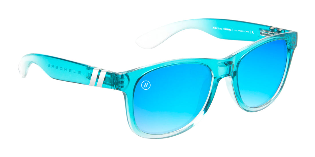 Arctic Summer Polarized Round Sunglasses Gloss Crystal Blue Frame