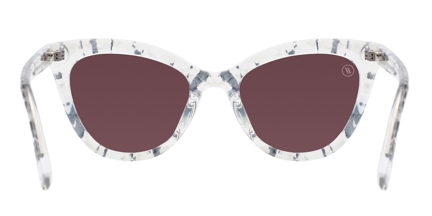 Atlantic Chill Cat Eye Sunglasses - Polarized Blue Mirror Lens With Oversized Mother Of Pearl Print Frame Sunglasses | $58 US | Blenders Eyewear