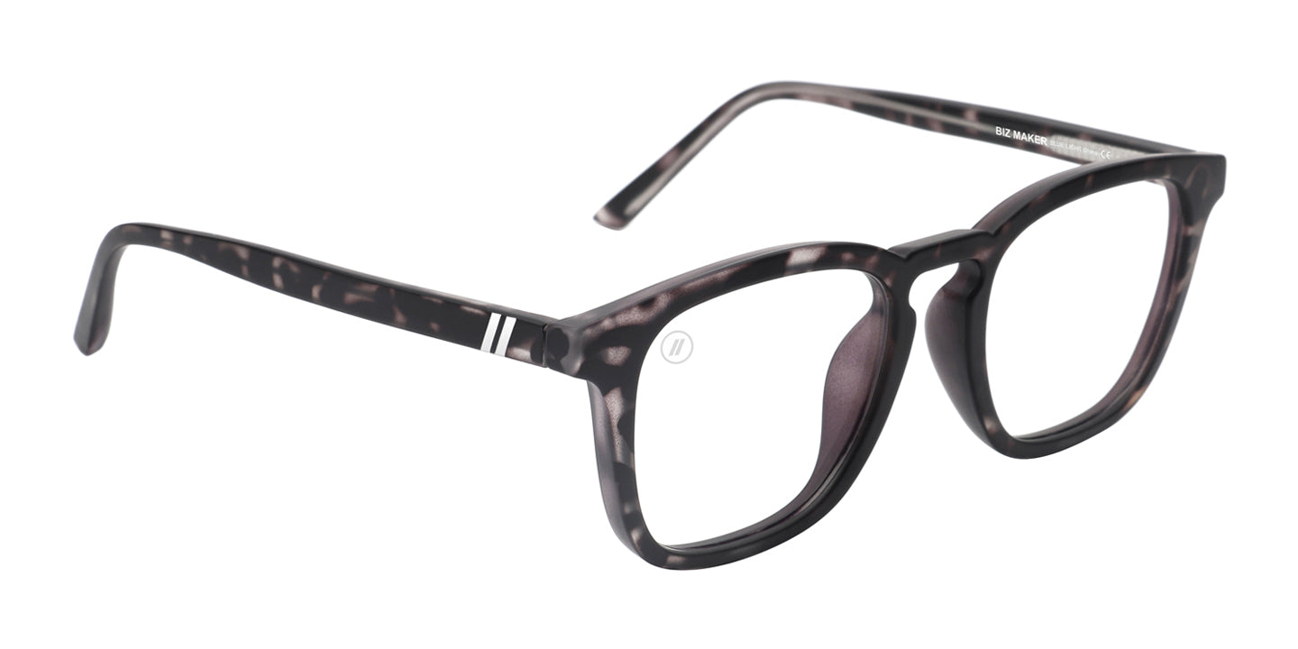 Biz Maker Blue Light Glasses - Black Tortoise Square Frame & Clear Blue Light Blocking Lens Blue Light | $48 US | Blenders Eyewear